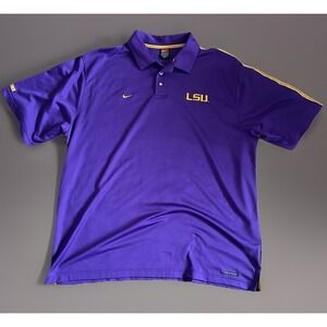 LSU Tigers Nike Sphere Dry (VTG) Polo Shirt Purple w/ Embroidered Logo XXL JBHS